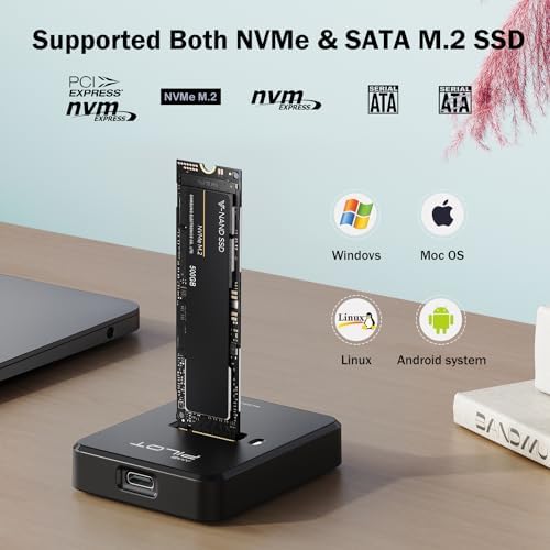 Ultra-Fast M.2 NVMe & SATA to USB-C Docking Station with RGB Lighting – Versatile SSD Reader for M Key & B+M Key Drives, Compatible with 22110, 2280, 2260, 2242, 2230 Sizes – Ideal for Professionals Seeking Quick Data Transfer and Stylish Storage Solutions