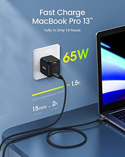 AOHI 65 W Ga N+ Magcube Fast USB-C Wall Charger with 4 ft LED Display Cable – Ultimate Power Adapter for Mac Book Pro/Air, i Phone 15/14/Plus/Pro Max, Galaxy Devices – High Efficiency, Sleek Design for Home & Travel