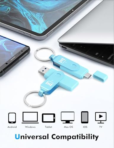 MOSDART 256 GB USB 3.1 Dual Flash Drive – Lightning-Fast Data Transfer for i Phone 15/16, Android, i Pad & Mac Book – Versatile USB-C & A Compatibility – Portable Keychain Design with LED Status Indicator