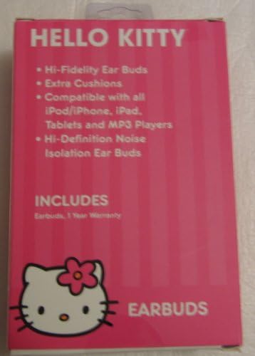 Hello Kitty HK-1429 Pink & Black Earbud Headphones – Stylish In-Ear Audio Accessories with Enhanced Device Compatibility and Immersive Sound Quality