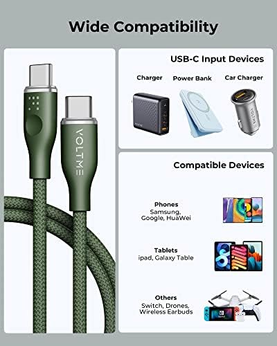 VOLTME 6 ft USB C to USB C Cable (2 Pack) – 60 W Fast Charger for Mac Book Pro 2020, Galaxy S21, i Pad Pro, and Nintendo Switch – Durable High-Speed USB 2.0 Charging Solution for Seamless Connectivity and Enhanced Performance