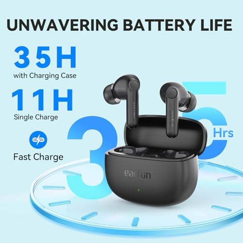 Elevate Your Sound Journey with Ear Fun Air Life Bluetooth 5.4 Wireless Earbuds – Featuring 12 mm Deep Bass Drivers, AI ENC for Superior Call Clarity, 35-Hour Battery Life, 30 Custom EQ Options, Comfortable Fit, Fast Charging, and IPX5 Water Resistance in a Striking Violet Design for Audiophiles and Everyday Users
