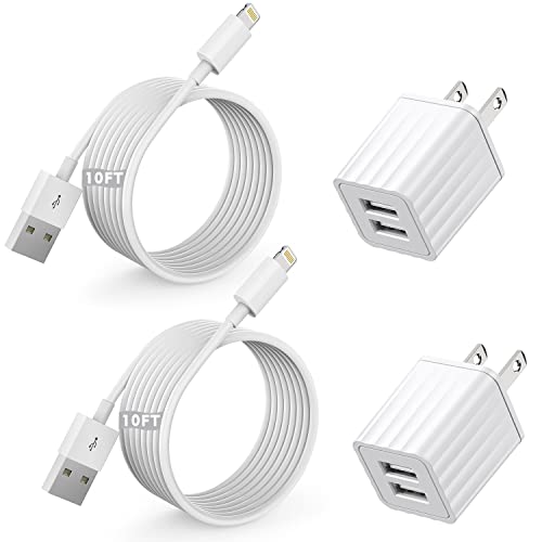 Dual-Port i Phone Fast Charger with 6.6 FT Nylon Braided Lightning Cable – Efficient Dual Device Charging Adapter for i Phone 14, 13, 12 Pro Max, 11, SE & i Pad – MFi Certified Power Solution for Rapid Charging and Enhanced Durability