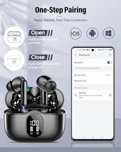 Elevate Your Audio Experience with Rose Gold Wireless Earbuds – Bluetooth 5.4 Connectivity, IP7 Waterproof Protection, and 36-Hour Playtime – Perfect for Active Lifestyles, Sports, and Seamless Communication – Stylish Comfort and Superior Noise-Cancellation for Uninterrupted Listening