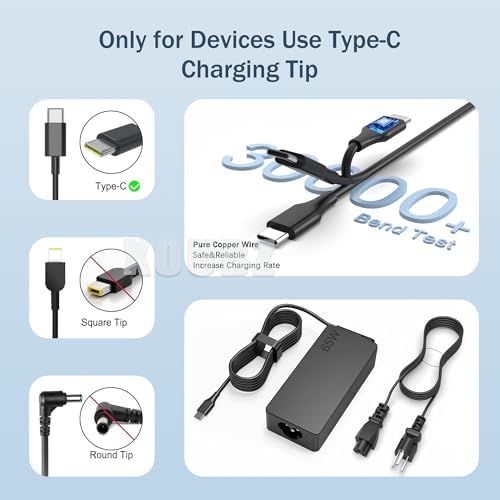 Power Up Your Lenovo: 65 W USB-C Fast Charger for Think Pad, Yoga & Chromebook – Universal Compatibility with PD 3.0 Technology for Optimal Performance and Quick Charging – Includes 10 ft Cable and Top-Notch Customer Support