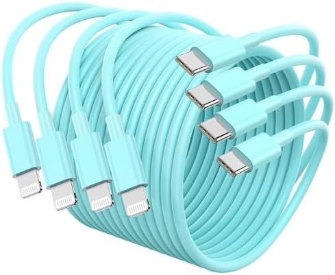 Premium 4 Pack USB C to Lightning Charging Cables – 6 FT Fast Charging Cord for i Phone 14 & Earlier Models – Durable, High-Performance Replacement for Apple Charger – Enhanced Compatibility for Quick Charge Needs – Perfect for Home, Office, and Travel Use
