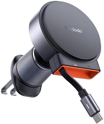 Revolutionize Your Drive with the Mc Dodo 15 W Mag Safe Car Mount Charger – Effortless Wireless Charging with Built-in Retractable USB-C Cable for i Phone 16, 15 Pro, Pro Max Plus, Galaxy & More – Secure Magnetic Design for Ultimate Stability & Fast Power Delivery