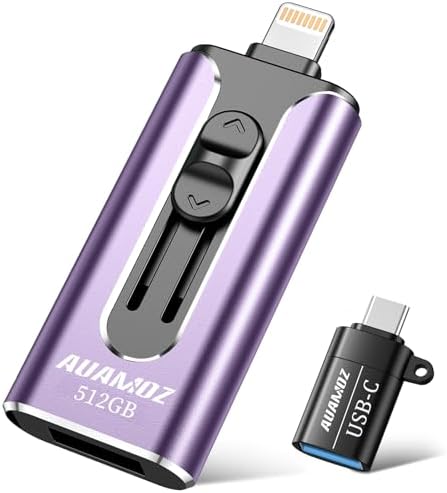 Light Purple 512 GB Flash Drive for i Phone, i Pad & Android – Effortless Photo & Video Backup, Plug & Play Storage Solution, High-Speed USB Memory Stick for Versatile Data Management, No App Required, Travel-Friendly Design