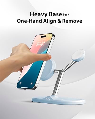 Ultimate 3-in-1 Mag Safe Wireless Charging Station for Apple Devices – Fast, Space-Saving Charger for i Phone 12-16, Apple Watch, and Air Pods – Enhanced Compatibility and Sleek Design for Organized Spaces