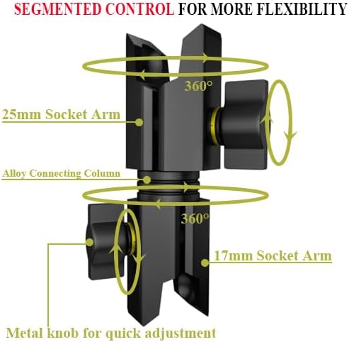 KALCINTY 17 mm to 25 mm Aluminum Socket Arm – 3.5″ Composite Double Socket Swivel Arm Compatible with RAM Mounts B Size 1″ Ball – Premium Adjustable Phone Holder for Enhanced Versatility and Stability in Automotive and Mobile Applications