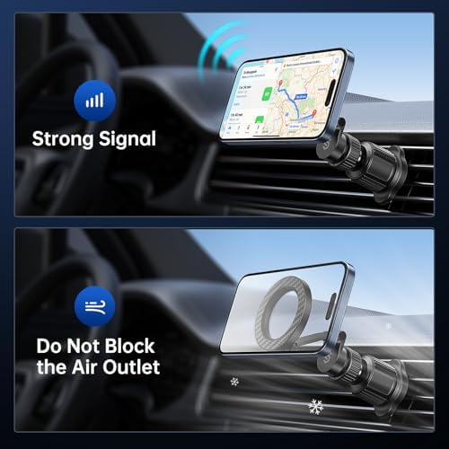 SYNCWIRE Mag Safe Car Mount Vent – Premium Magnetic Phone Holder for i Phone 12-16 | Adjustable 3 D Long Arm & Versatile Rotation | Secure Air Vent Phone Mount for Easy Navigation & Hands-Free Calls | Durable Design for All i Phone Models