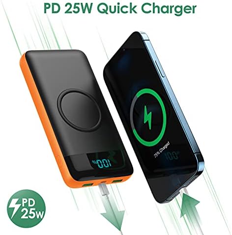 Ultra-High Capacity 30,800 m Ah Wireless Power Bank – 15 W Fast Charging & 25 W PD QC4.0 – Smart LED Display with 4 Outputs & 2 Inputs – Versatile USB-C External Battery Pack for i Phone, Samsung & More – Travel-Ready Charging Solution in Sleek White Finish