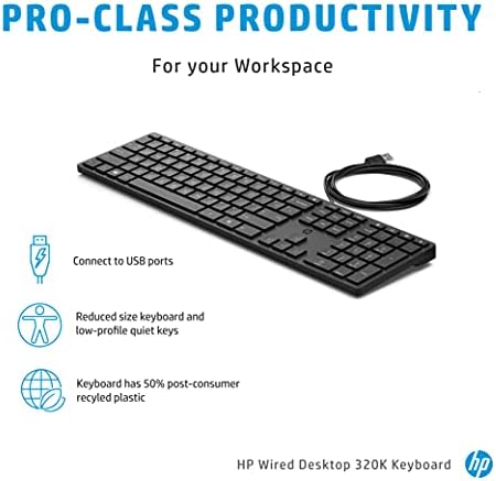 HP Wired Desktop 320 K Keyboard – Ultimate Typing Comfort with Eco-Friendly Design and Enhanced OS Compatibility