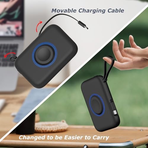 Ultimate 3-in-1 Wireless Watch Charger Power Bank: 5000 m Ah Portable Travel Charger with Dual USB-C Cables – Rapid Charging for Apple Watch Series 1-9 & i Phone 15/Samsung – Lightweight Design with Advanced Safety Features for Hassle-Free On-the-Go Charging