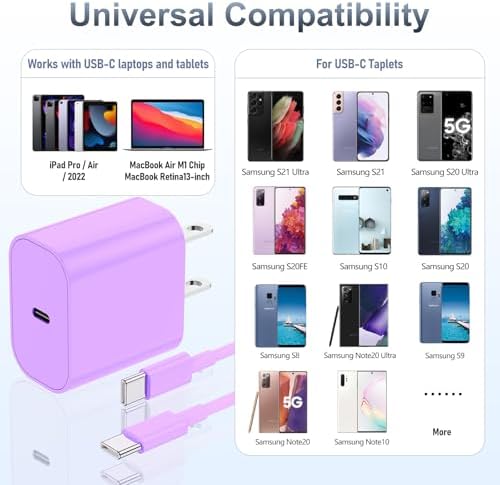 High-Efficiency 20 W USB-C Fast Charger for i Phone 16 & i Pad Pro – Versatile 6 ft & 10 ft Type C Charging Cables with Robust Wall Adapter for Quick Power Boosts – Perfect for i Phone 16 Pro Max, 15 Plus, and All i Pad Models – Maximize Your Charging Flexibility and Efficiency