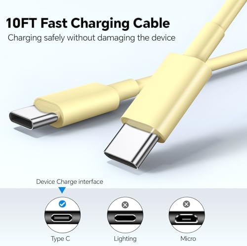 20 W Dual USB-C Fast Charger Block for i Phone 15/16 Series – Includes Two 10 FT USB-C Charging Cables, Perfect for Pro Max, Plus, Pro, i Pad Pro/Air – Compact, High-Speed Charging Solution (2 Pack, Black)