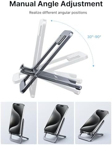 JSAUX Cell Phone Stand [2-Pack] Foldable Aluminum Adjustable Phone Holder for Desk Portable Travel Holder Office Desk Accessories Compatible with iPhone 15 14 13 12 11 Pro Max X Samsung S24 S23 Grey – Enhanced Compatibility and Speed