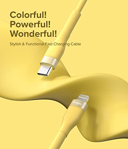 Vibrant 6.6 FT Ringke USB C to Lightning Charging Cable – Fast Charge Your i Phone, i Pad & Air Pods with Stylish Purple Pastel Design, Tangle-Free Connectivity for Effortless Use in Car Play & Beyond, Durable & Efficient Performance
