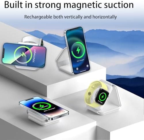 Ultimate 3-in-1 Apple Charging Station – Foldable Magnetic Wireless Charger for i Phone 15/14/13/12, Apple Watch & Air Pods Pro/3/2 – Travel-Friendly Fast Charging Solution for Modern Tech Enthusiasts