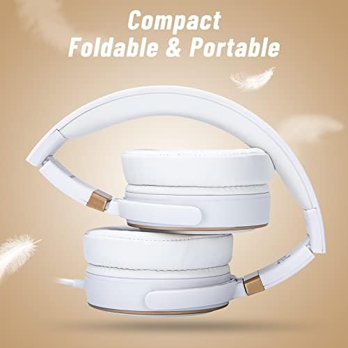 Rockpapa Ultra-Light Foldable Wired Headphones with Integrated Microphone – Premium Stereo Sound for All Ages, Perfect for Travel with Tangle-Free Cord and 3.5 mm Compatibility – Sleek Black/Grey Design for Everyday Listening and Virtual Meetings