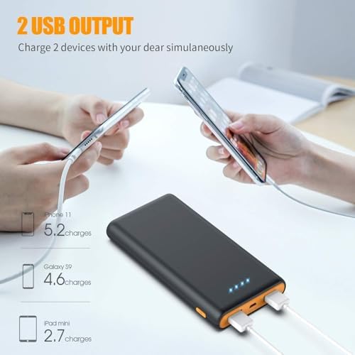 Maximize Your Power On-the-Go: 26800 m Ah Ultra-High Capacity Portable Charger with Dual USB Outputs for High-Speed Charging – Universal Compatibility with i Phone 16/15/14/13/12, Galaxy, Android & More – Lightweight & Safe External Battery Pack for Travel & Daily Use