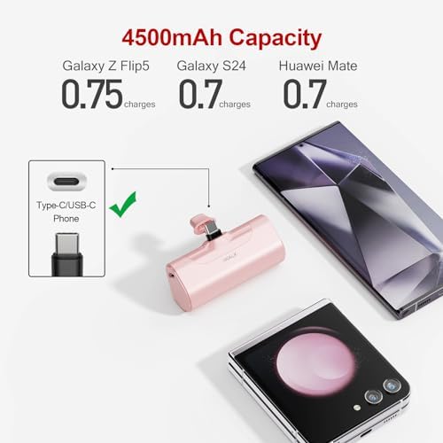 i WALK Compact 4500 m Ah USB-C Power Bank – Ultra-Lightweight Portable Charger for i Phone 16/15, Samsung Galaxy S25/S24/S23, and More – Fast Charging, Versatile Compatibility, Stylish Purple Design for On-the-Go Power Solutions