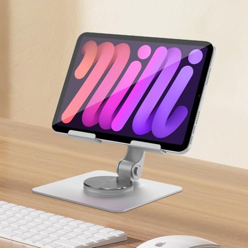 Revolutionize Your Tablet Experience with the TIRGIS 360° Rotating Adjustable Tablet Stand – Super Sturdy, Foldable & Portable Holder for Home and Office Use, Compatible with i Pad 9.7, 10.5, 12.9, i Pad Pro 11/12.9, Air, Mini, and Pro – Perfect Viewing Angle and Ergonomic Support for Enhanced Productivity