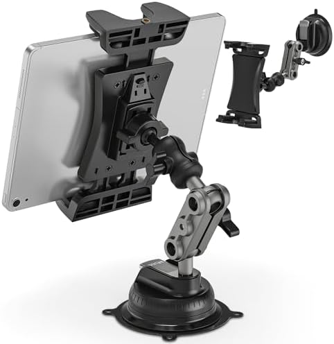 Heavy-Duty 360° Adjustable Tablet Mount for Vehicles and Kitchens – Versatile Stand for i Pad Pro/Air/Mini, Cellphones & More – Secure Dashboard & Windshield Holder for Effortless Access and Optimal Viewing