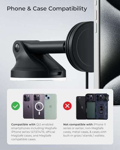 i Ottie Velox Magnetic Wireless Car Mount for Mag Safe i Phones 12-15 Series – Fast Charging, 360-Degree Rotation & Sleek Design for Ultimate Driving Convenience