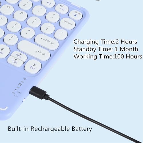 Portable Wireless Bluetooth Keyboard with Touchpad – 10-Inch Rechargeable Slim Design for i Pad Pro, Air, Mini & More | Stylish Purple Finish for Enhanced Productivity on i OS, Android & Windows Devices