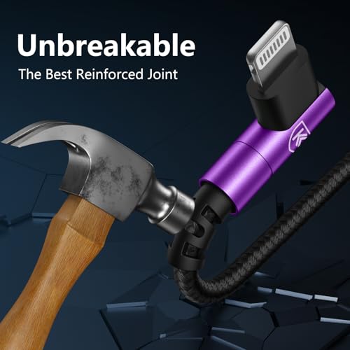 Elevate Your Charging Experience: 10 ft MFi Certified i Phone Charger Cable 3-Pack with 90-Degree Connector – Fast Charging & Durable Nylon Braided Design for i Phone 14/13/12/11/Pro/Max/Mini/X/Plus/8/7/6/Plus – Perfect for Home, Office, and Travel Use – Enhanced Compatibility and Comfort