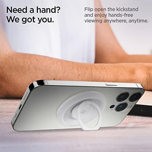 Spigen O-Mag Magnetic Phone Holder Grip for Mag Safe – Enhanced 360-Degree Rotation and Anti-Scratch Design for i Phone 16, 15, 14, 13, 12 Series & Galaxy S25/S24/S23 – Versatile Kickstand & Slip-Free Grip in Sleek Black (OM100) – Ultimate Compatibility with Magnetic Cases