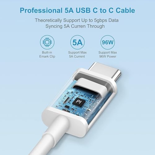 Ultra-Fast 96 W USB-C Charger for Mac Book Pro & Air | Universal Compatibility with M1, M2, M3 Models | 5.9 ft Power Cable for Convenient Charging Anywhere | Intelligent PD 3.0 Technology for Optimal Device Performance | Safe, Durable, and Efficient Laptop Power Adapter with LED Indicator | Perfect for Home, Office, and On-the-Go Use | Charge Mac Book Pro 16” in Just 1 Hour 40 Minutes | Compatible with i Pad Pro, Samsung Galaxy, and More | 12-Month Warranty for Peace of Mind