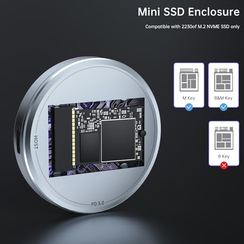 Magnetic M.2 2230 NVME SSD Enclosure for i Phone 15/16 Pro Max – Ultra-Fast USB C 3.2 Gen2 10 Gbps External Storage with 100 W PD Charging, Durable Aluminum Case for Android, i Pad & Mac Book – Expand Your Mobile Storage Effortlessly