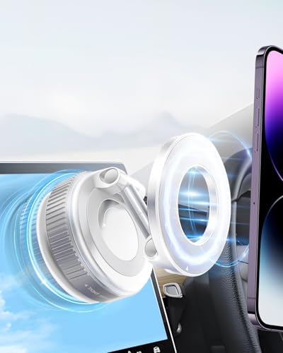 2025 Upgraded Vacuum Magnetic Phone Holder, Car Phone Holder for Magsafe [89+LBS Suction & 2800gf Magnetic] Suction Cup 360° Adjustable Phone Mount Car Truck Accessories for Women Men – Enhanced Compatibility and Speed