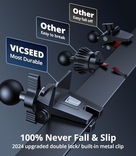 VICSEED Mag Safe Car Mount – Ultimate Magnetic Phone Holder for i Phone 16 Pro Max, 15, 14, 13, 12 Plus & Mini | 360-Degree Adjustable Vent Clip for Enhanced Safety & Convenience | Powerful Magnet for Unmatched Stability & Effortless Hands-Free Navigation | Sleek Design for Modern Vehicles