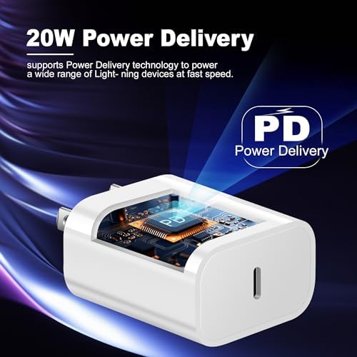 High-Speed 20 W USB C Charger Block for i Phone 15 Series – Portable Rapid Charge with 6 FT Cable | Enhanced Power Delivery & Safety Features for i Pad Compatibility and Ultimate Convenience