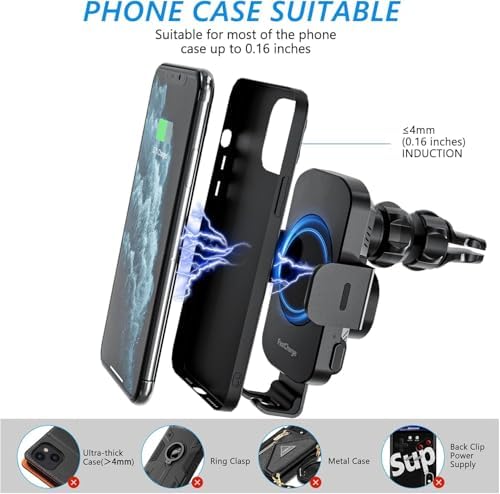 Revolutionize Your Driving Experience with MOYAC 15 W Wireless Car Charger: Auto-Clamping Phone Holder for i Phone 11-16 & Samsung Galaxy S10+ to S24 Ultra – Effortless Hands-Free Use & Optimal Visibility for Every Journey