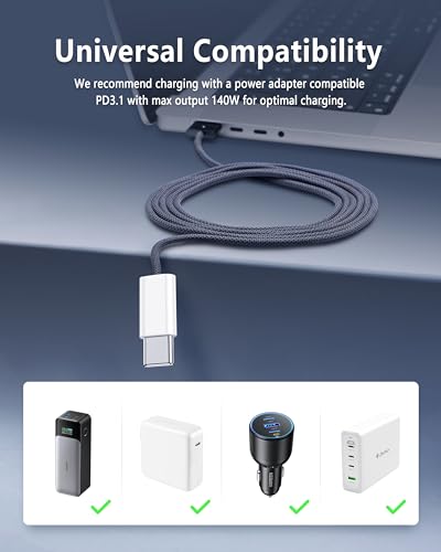 Zeit Nah 140 W USB-C to Magnetic 3 Charging Cable for Mac Book Pro & Air – 2 m Length for Rapid Power Delivery, Enhanced Durability, and Ultimate Convenience in Charging Solutions