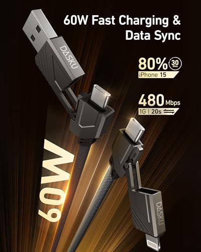 Effortless Charging Solutions: 6 ft USB-C to Lightning Cable 2 Pack – Ultimate 4-in-1 Versatility for i Phone and Samsung Devices, Rapid 60 W Power Delivery, Sturdy Design for Everyday Reliability and Enhanced Device Compatibility