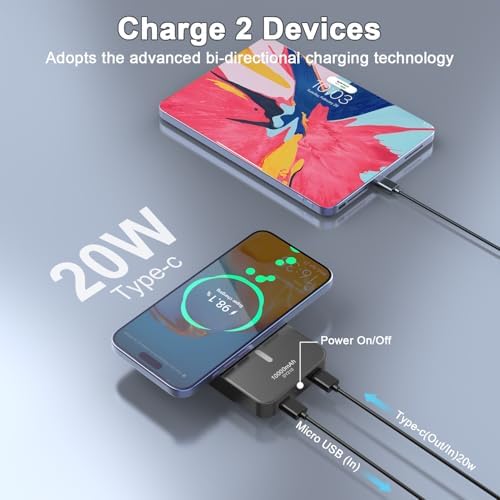 Magnetic Power Bank 10000 m Ah with PD 20 W Fast Charging – Ultra-Compact Portable Charger Compatible with Mag Safe for i Phone 12/13/14/15/16 Pro/Pro Max, Samsung, and Android Devices – Rapid Charging Solution for On-the-Go Power Needs