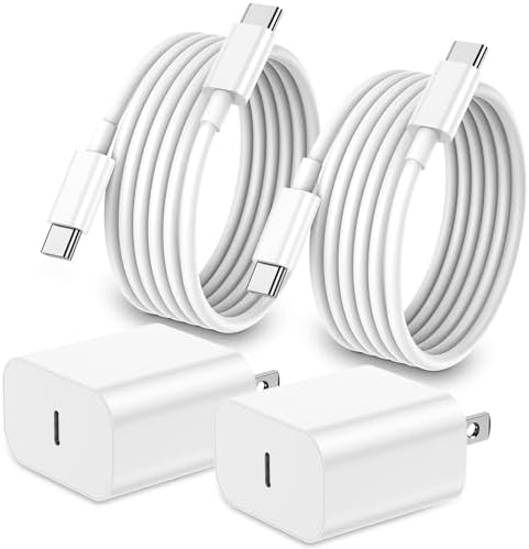 Ultra-Fast 20 W USB-C Charger for i Phone 16/15 & i Pad – Dual Pack 10 ft Wall Charger Blocks for Rapid Power Delivery, Enhanced Compatibility with Mac Book & Apple Devices, Durable and High-Performance Charging Solution