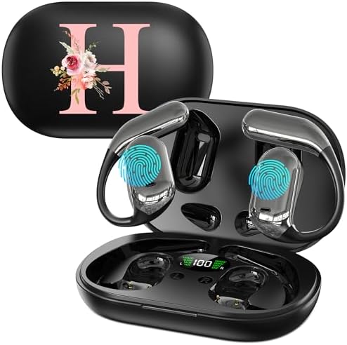Floral Initial Personalized Wireless Earbuds with Advanced AI Language Translation – Premium Noise Cancelling Bluetooth Headphones for Stylish Communication – Ideal Mother’s Day Gift for Tech Enthusiasts and Culture Lovers