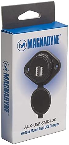 Experience Unmatched Charging Efficiency with the Magnadyne Dual USB AUX-USB Surface Mount Charger – 5 V/4.8 A for RVs, Cars, and Trucks – Rapid Power for All Your Devices on the Go!