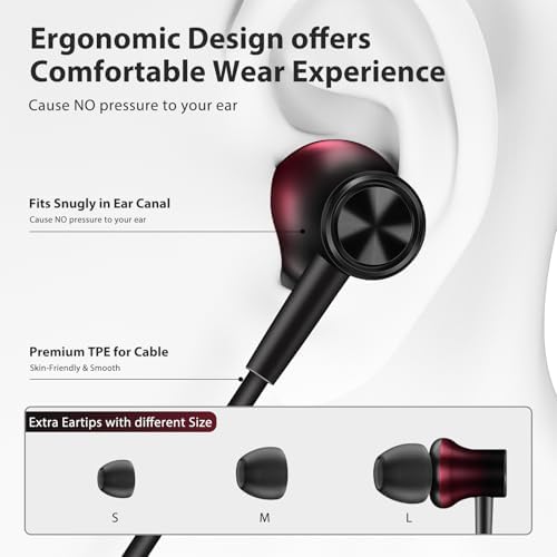 Jiunai Gradient Purple Wired Earbuds – High-Fidelity 3.5 mm Noise-Isolating In-Ear Headphones with Built-In Microphone, Volume Control & Tangle-Free Magnetic Design – Tailored for i Phone & Android Users – Ultimate Choice for Daily Commutes, Travel, and Academic Life