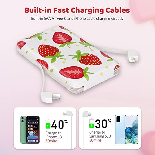 Ultra-Slim 6000 m Ah Portable Charger with Built-in Cables – Lightweight Fast Charging Power Bank for i Phone, Samsung, and Android Devices – Perfect Travel Companion for On-the-Go Power Solutions