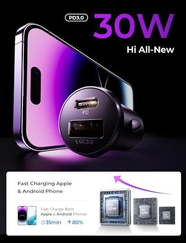 LISEN 2-Pack Ultra Compact 48 W USB C Car Charger Adapter – All Metal Fast Charge Cigarette Lighter USB Charger for i Phone 15, 14 Pro Max, Galaxy S23/22, i Pad Pro – Smallest Flush Design for Seamless Integration and Enhanced Speed