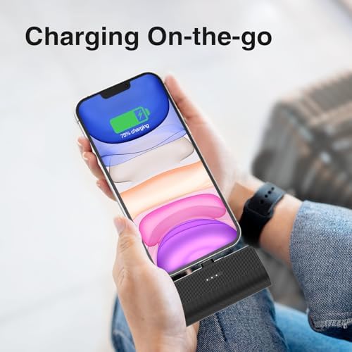 Ultra-Compact 5000 m Ah Portable Charger for i Phone – Fast Charging Power Bank in Purple, Compatible with i Phone 6/7/8/SE/11/XR/12/12 Pro Max/13/13 Pro Max/14/14 Pro Max/14 Plus & i Pad Series, Perfect Travel Companion for On-the-Go Charging