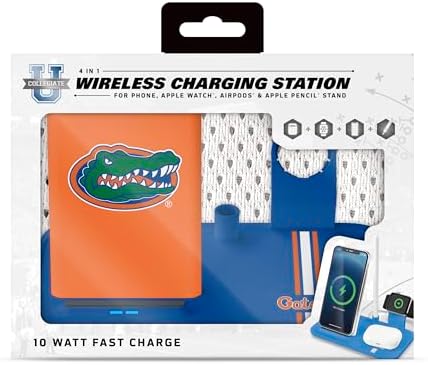 SOAR NCAA 4-in-1 Wireless Charging Docking Station: Rapid Charge Solution for i Phone, Apple Watch, Air Pods & Apple Pencil – Official NCAA Design for Ultimate Fan Experience and Device Compatibility
