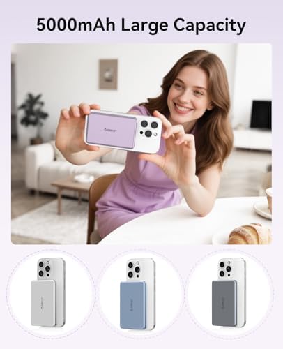 Ultra-Slim ORICO Kada Mag Safe 5000 m Ah Wireless Power Bank – Fast 20 W PD Charging with Type-C Cable – Essential Portable Charger for i Phone 12/13/14/15/16 Pro/Pro Max/Plus/Mini – Lightweight, Durable, and Magnetic Design for Effortless On-the-Go Power Solutions